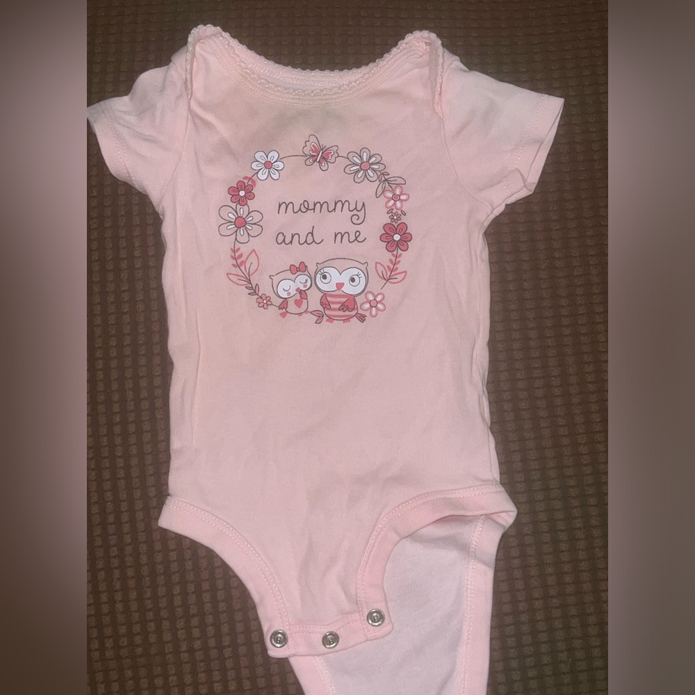 Pink "Mommy and Me" Owl Floral BABY Bodysuit - 3-6M
